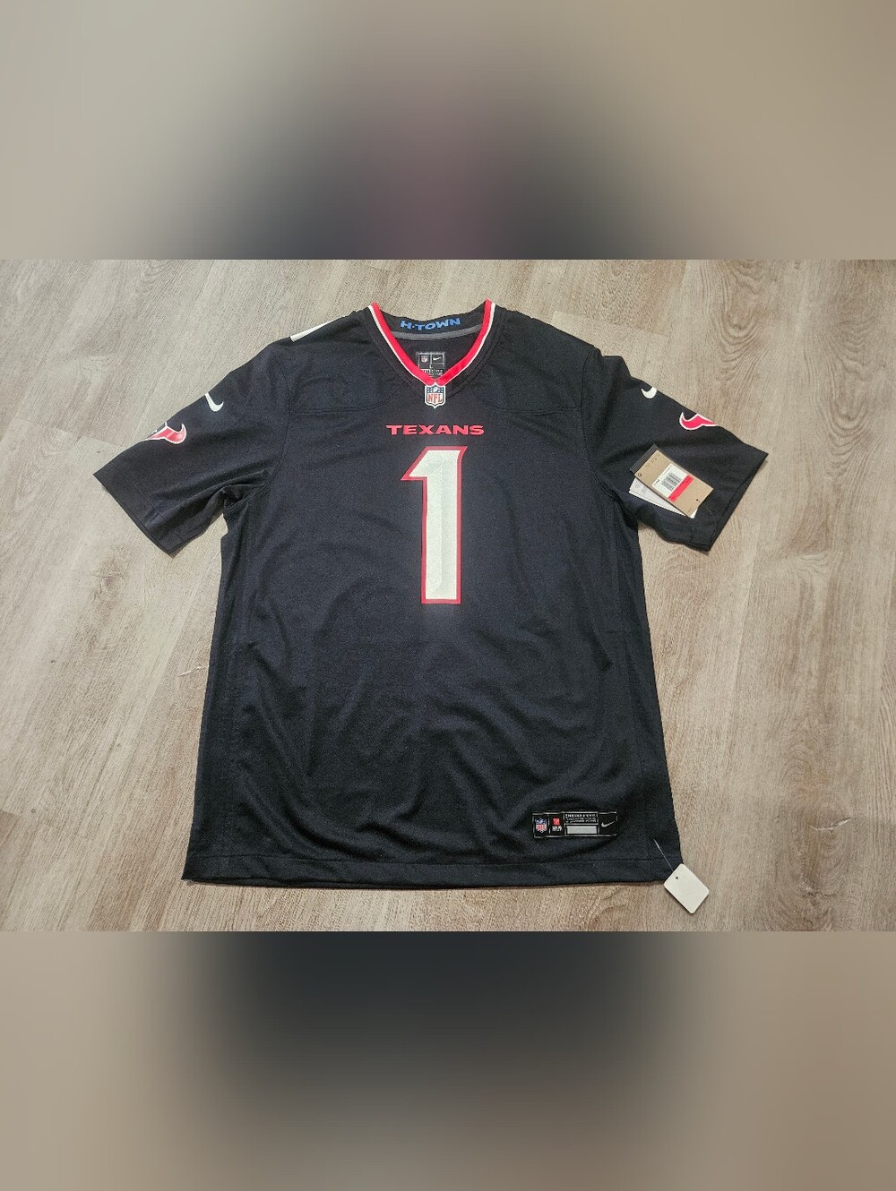 Houston Texans H Town Nike Jersey Black #1 Stefan Diggs Size Large NWT